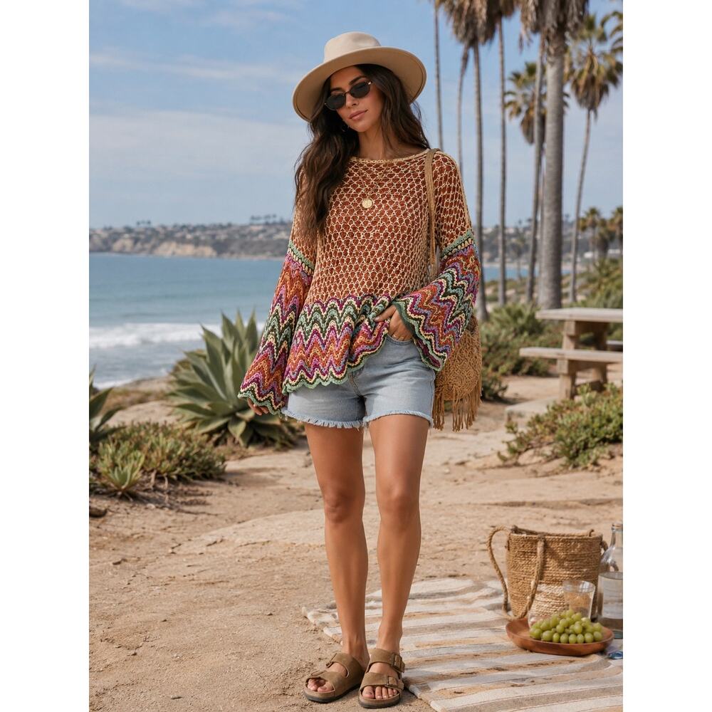 Free People Heatwave Crochet Pullover Sweater Swimsuit Coverup Size: Medium